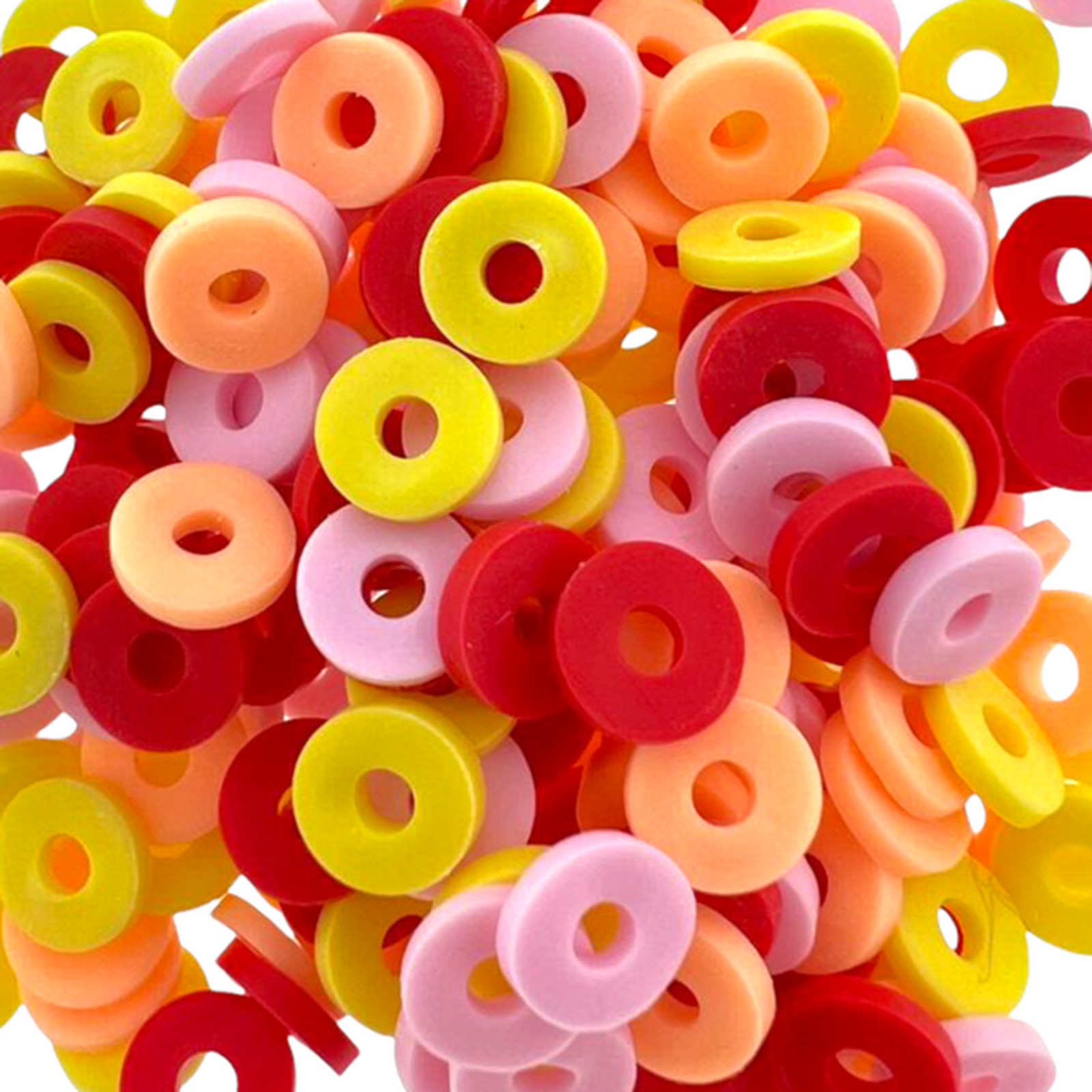 Disc kralen polymeer 6x1mm Multicolor geel ±200 stuks-Kralen-Kraaltjes van Renate
