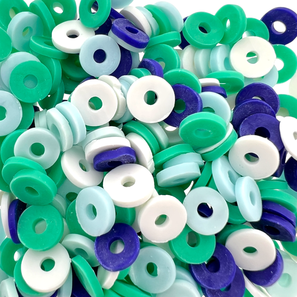 Disc kralen polymeer 6x1mm Multicolor green ±200 stuks-Kralen-Kraaltjes van Renate