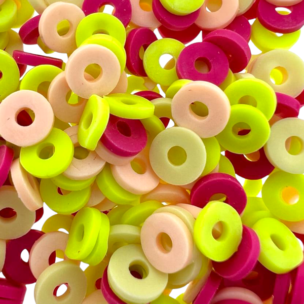 Disc kralen polymeer 6x1mm Multicolor groen ±200 stuks-Kralen-Kraaltjes van Renate