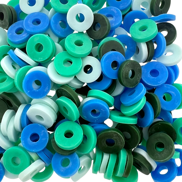 Disc kralen polymeer 6x1mm Multicolor groen ±200 stuks-Kralen-Kraaltjes van Renate