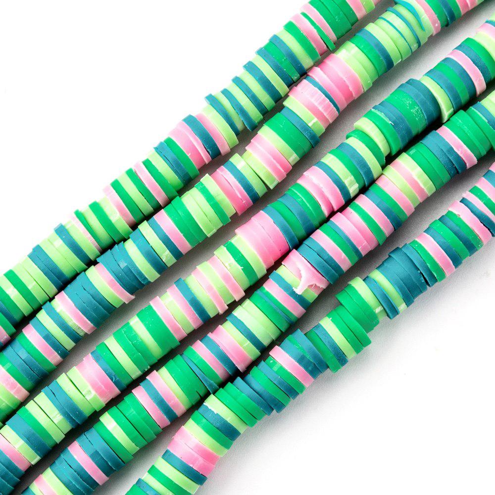 Disc kralen polymeer 6x1mm Multicolor groen - ±400 stuks-Kralen-Kraaltjes van Renate