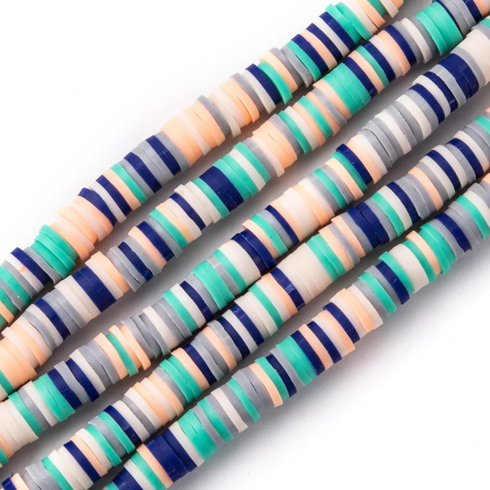 Disc kralen polymeer 6x1mm Multicolor groen blauw - ±400 stuks-Kralen-Kraaltjes van Renate