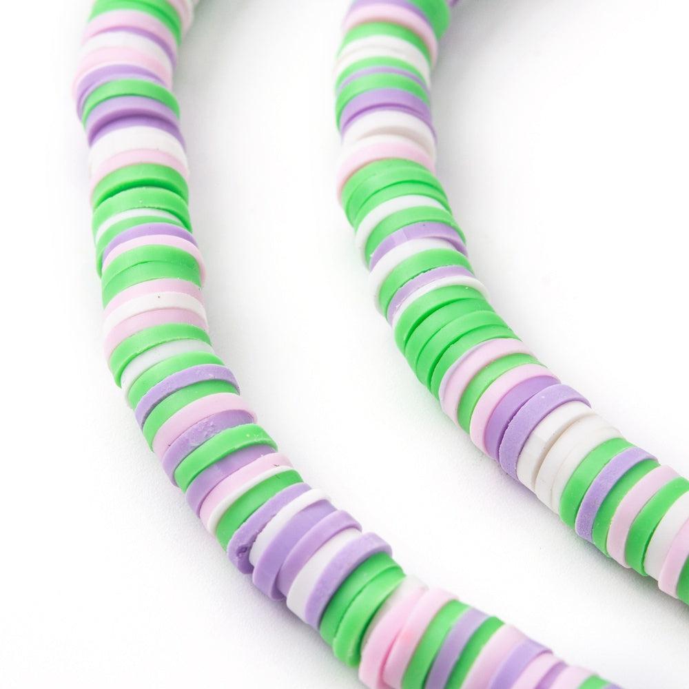 Disc kralen polymeer 6x1mm Multicolor groen paars - ±400 stuks-Kralen-Kraaltjes van Renate