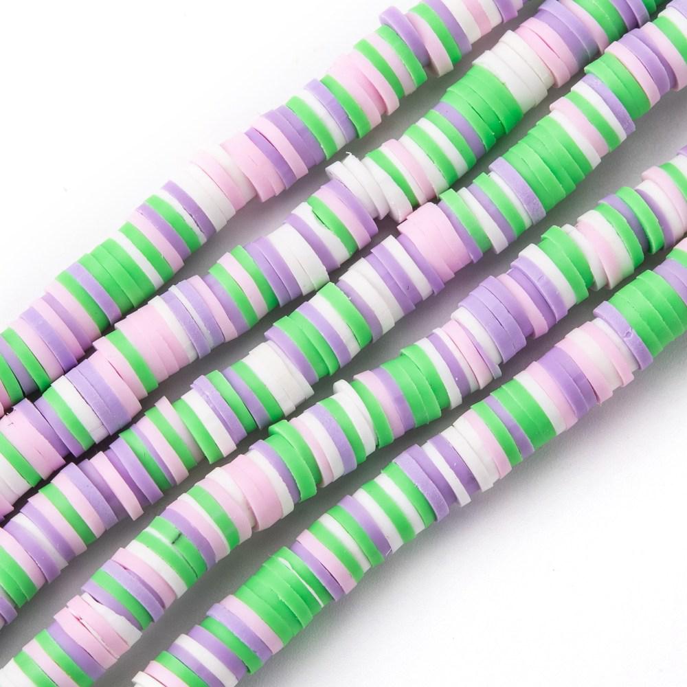 Disc kralen polymeer 6x1mm Multicolor groen paars - ±400 stuks-Kralen-Kraaltjes van Renate