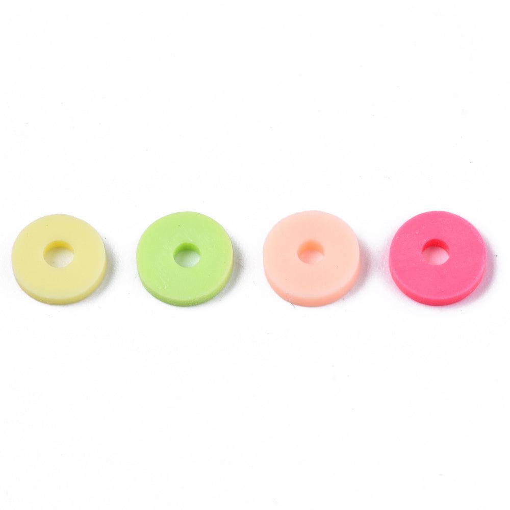 Disc kralen polymeer 6x1mm Multicolor groen rood - ±400 stuks-Kralen-Kraaltjes van Renate