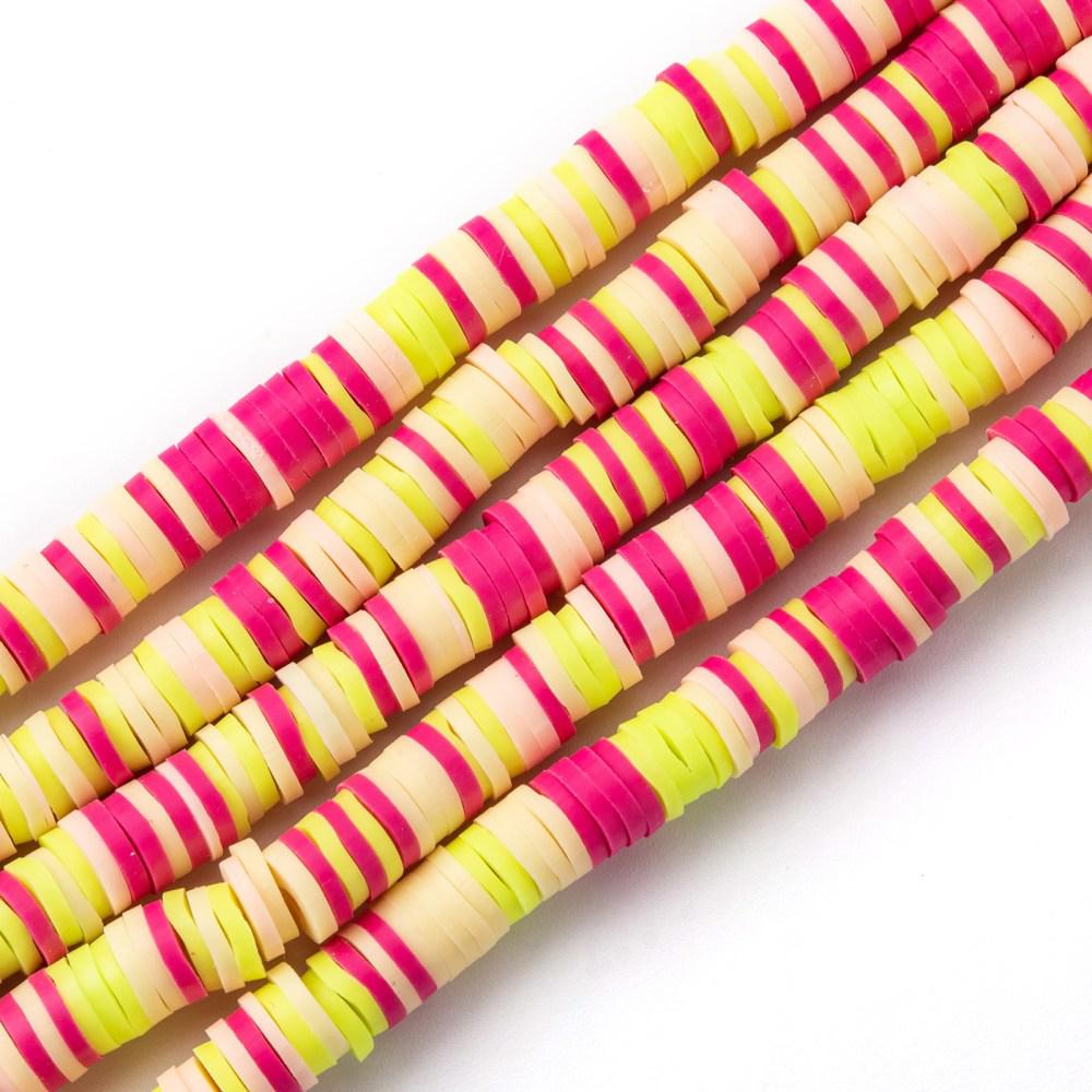 Disc kralen polymeer 6x1mm Multicolor groen rood - ±400 stuks-Kralen-Kraaltjes van Renate