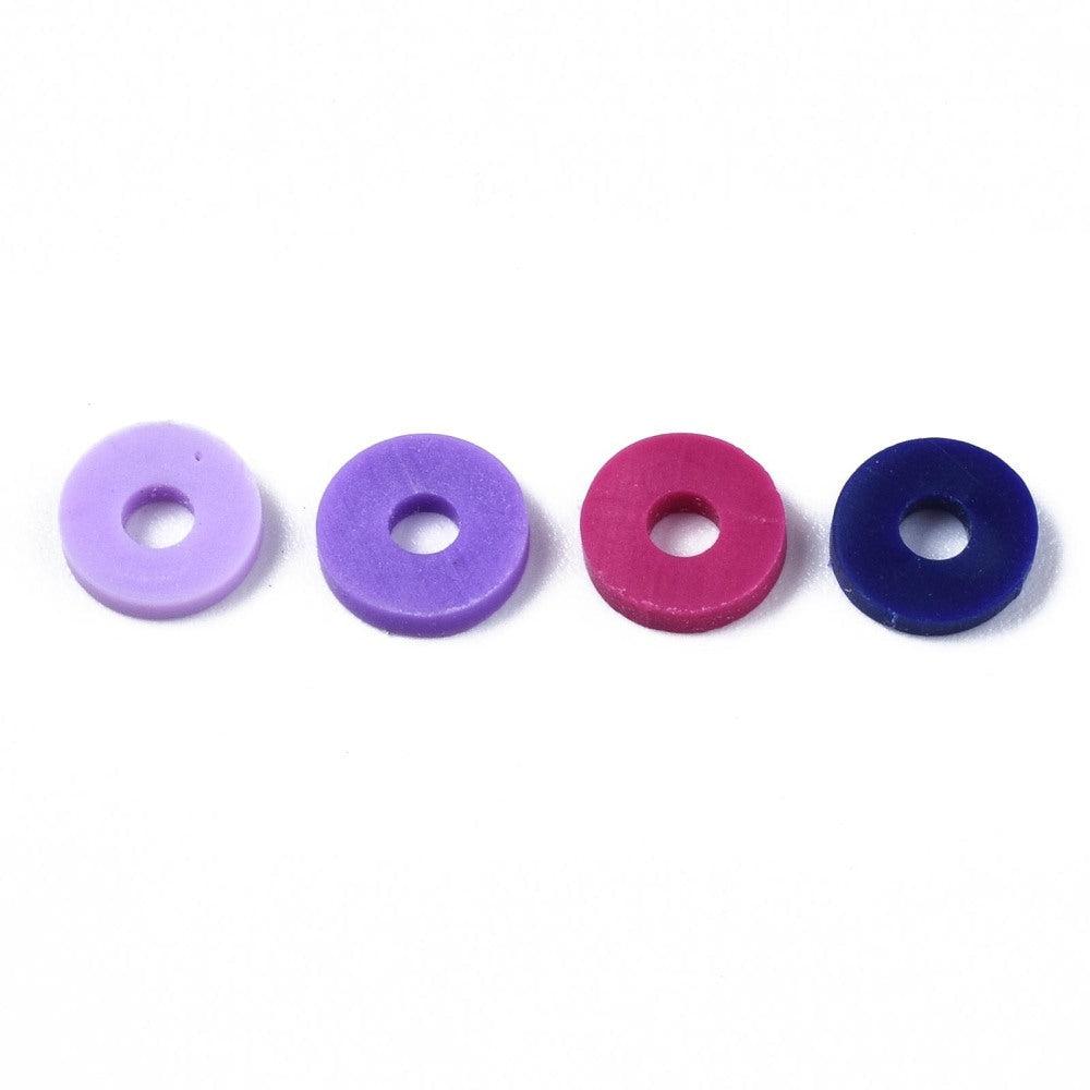 Disc kralen polymeer 6x1mm Multicolor paars - ±400 stuks-Kralen-Kraaltjes van Renate