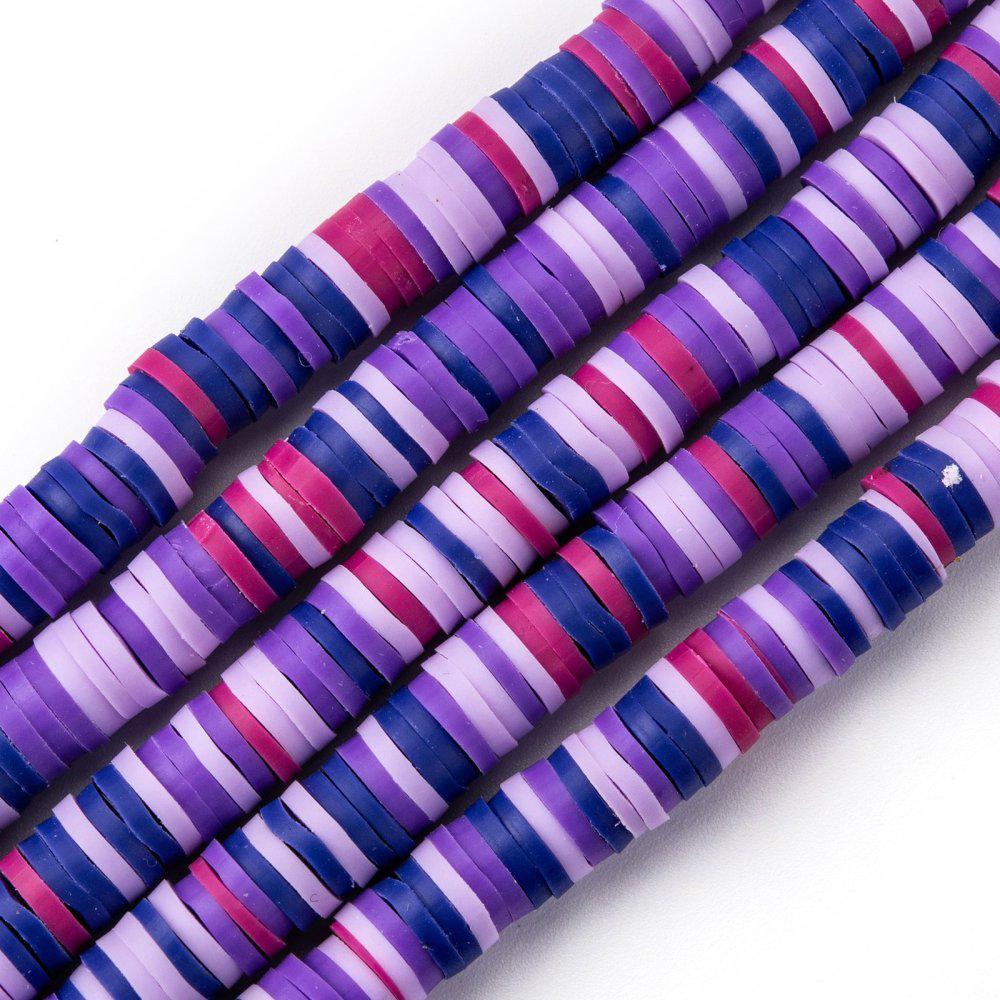 Disc kralen polymeer 6x1mm Multicolor paars - ±400 stuks-Kralen-Kraaltjes van Renate