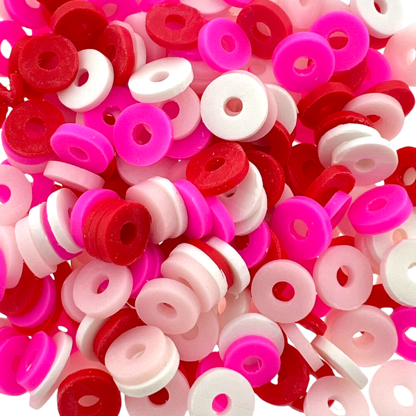 Disc kralen polymeer 6x1mm Multicolor roze ±200 stuks-Kralen-Kraaltjes van Renate