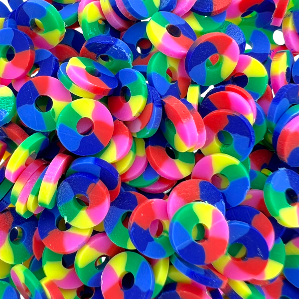 Disc kralen polymeer 6x1mm Multicolor striped ±200 stuks-Kralen-Kraaltjes van Renate