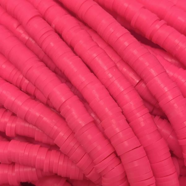 Hele streng disc kralen 6x1mm Neon roze - ±40cm-Kralen-Kraaltjes van Renate