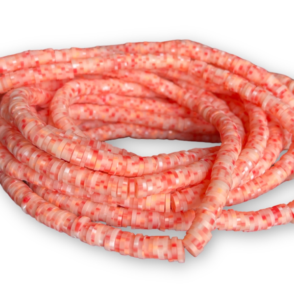Disc kralen polymeer 6x1mm Peach sorbet - ±40cm-Kralen-Kraaltjes van Renate