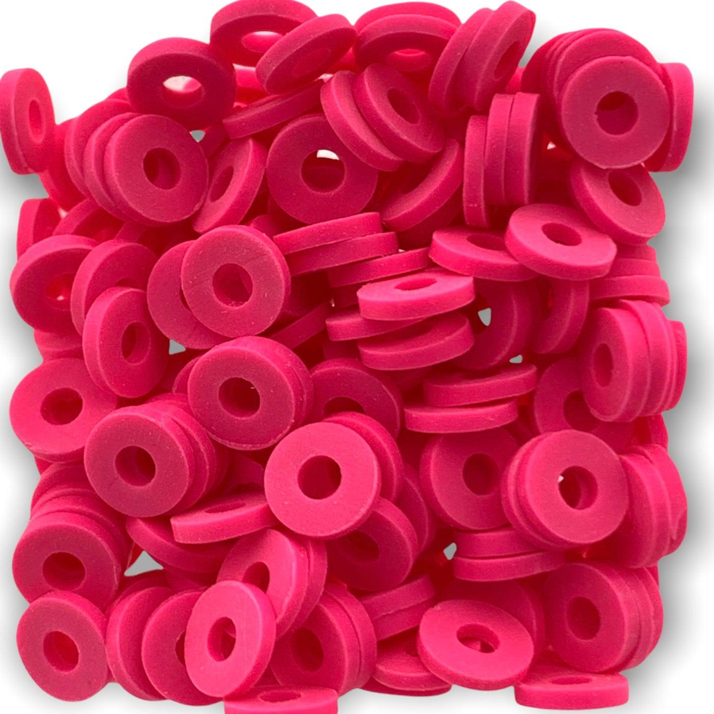 Disc kralen polymeer 6x1mm Roze ±200 stuks-Kralen-Kraaltjes van Renate
