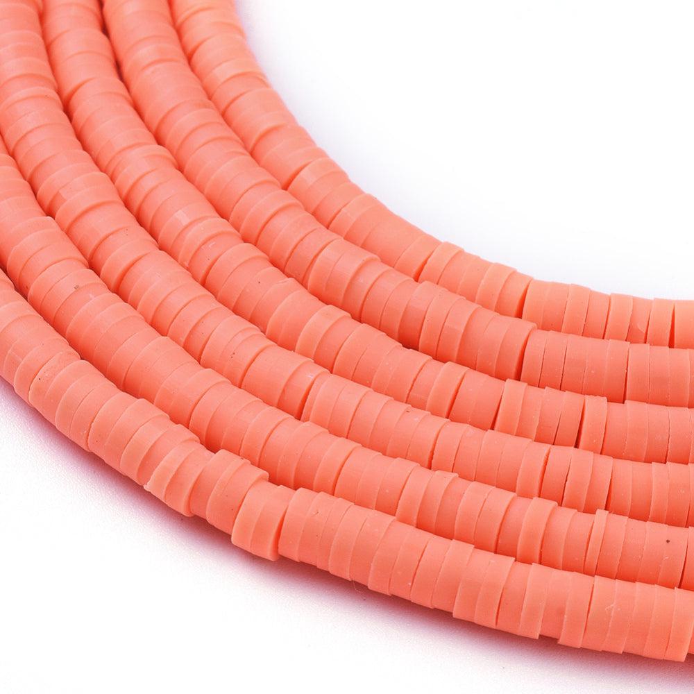 Disc kralen polymeer 6x1mm Fluor oranje ±400 stuks-Kralen-Kraaltjes van Renate