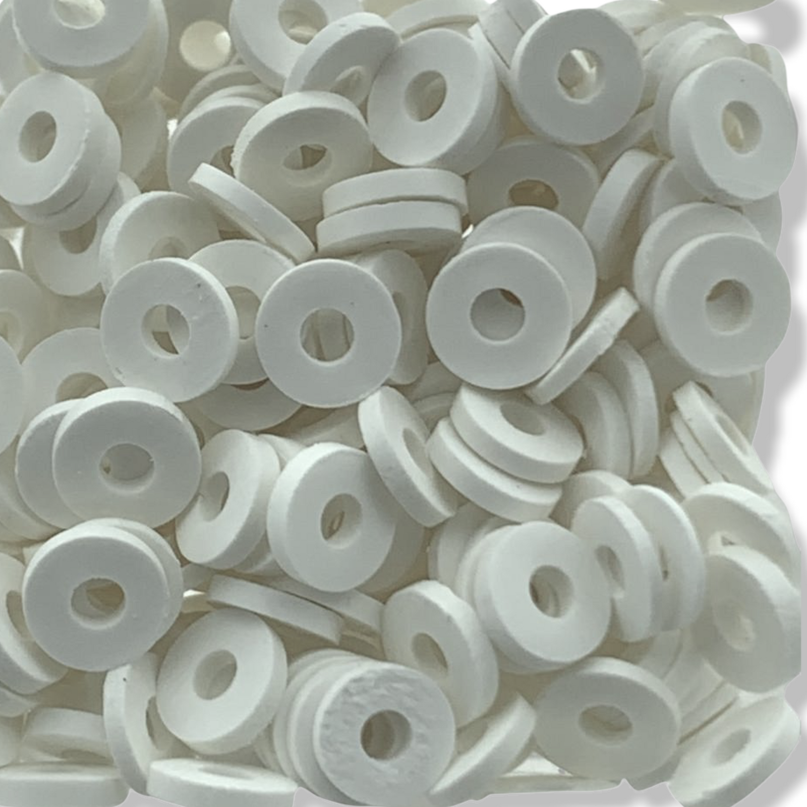 Disc kralen polymeer 6x1mm Wit ±200 stuks-Kralen-Kraaltjes van Renate