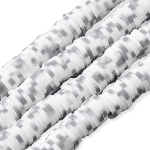 Disc kralen polymeer 6x1mm Wit grijs - ±400 stuks-Kralen-Kraaltjes van Renate