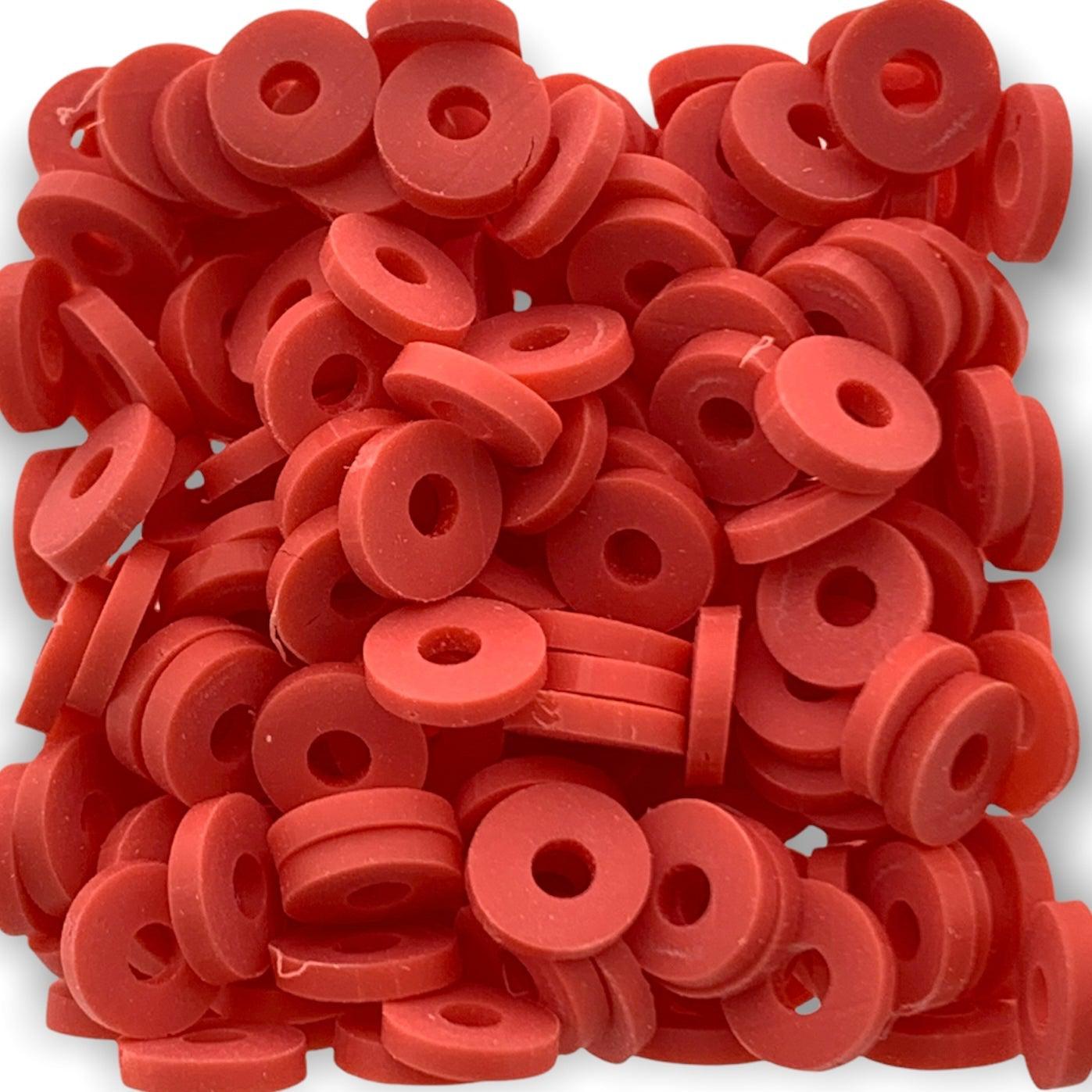 Disc kralen polymeer 6x1mm Rood ±200 stuks-Kralen-Kraaltjes van Renate