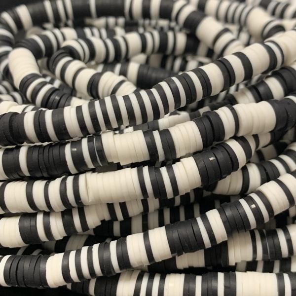 Hele streng disc kralen 6x1mm Zwart-wit mix ±400 stuks-Kraaltjes van Renate