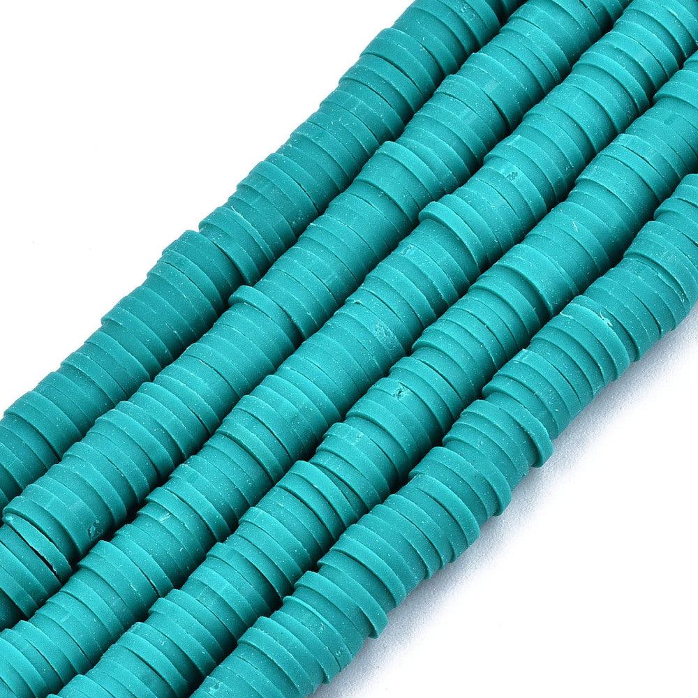 Disc kralen polymeer 6x1mm dark cyan ±320 stuks-Kralen-Kraaltjes van Renate