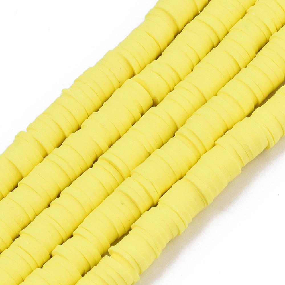Disc kralen polymeer 6x1mm geel - ±40cm-Kralen-Kraaltjes van Renate