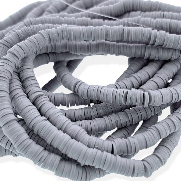 Hele streng Disc kralen 6x1mm grijs - ±40cm-Kraaltjes van Renate