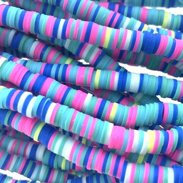 Hele streng disc kralen 6x1mm mix Blue-pink - ±40cm-Kraaltjes van Renate