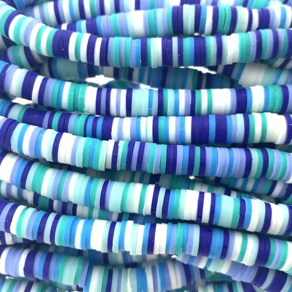 Hele streng disc kralen 6x1mm mix Blue-wit - ±40cm-Kraaltjes van Renate