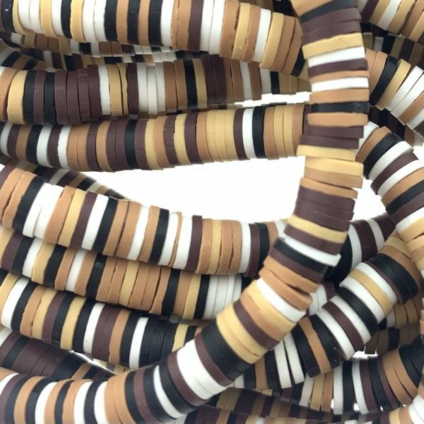Hele streng disc kralen 6x1mm mix Brown-wit - ±40cm-Kraaltjes van Renate