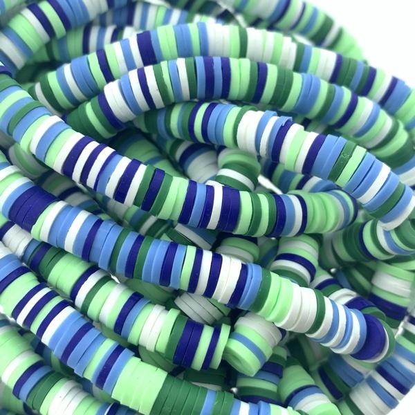 Hele streng disc kralen 6x1mm mix Green-blue - ±40cm-Kraaltjes van Renate