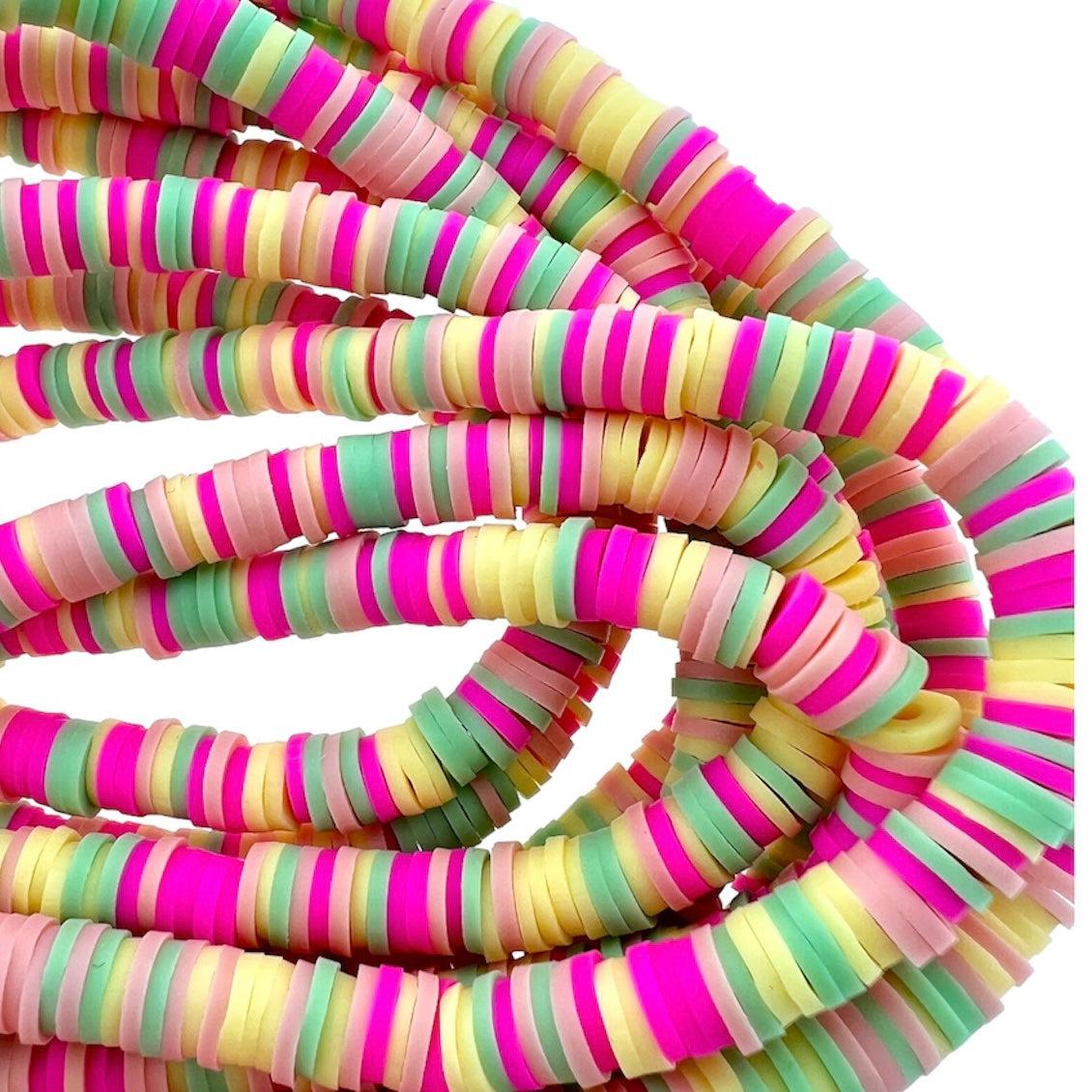Disc kralen polymeer 6x1mm mix Mulitcolor - ±40cm-Kralen-Kraaltjes van Renate