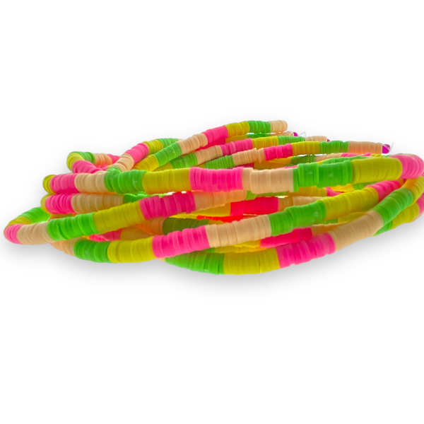 Disc kralen polymeer 6x1mm mix Mulitcolor Summer - ±40cm-Kralen-Kraaltjes van Renate