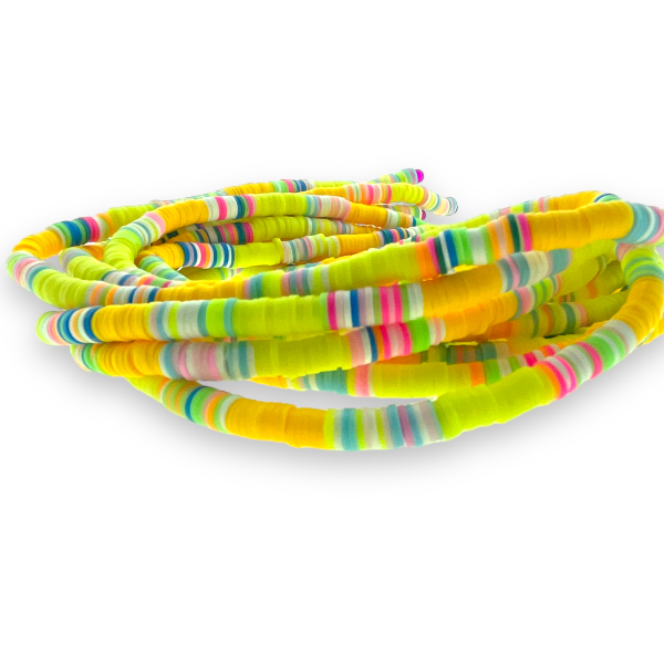 Disc kralen polymeer 6x1mm mix Mulitcolor geel - ±40cm-Kralen-Kraaltjes van Renate