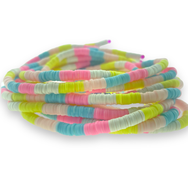 Disc kralen polymeer 6x1mm mix Mulitcolor pastel - ±40cm-Kralen-Kraaltjes van Renate