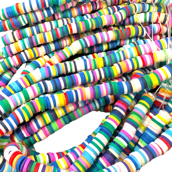 Disc kralen polymeer 6x1mm mix Multicolor - ±40cm-Kralen-Kraaltjes van Renate