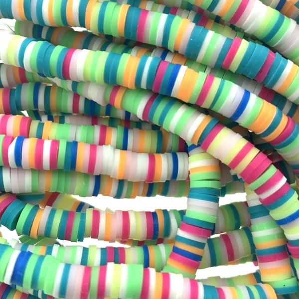 Hele streng disc kralen 6x1mm mix Multicolor green - ±40cm-Kraaltjes van Renate