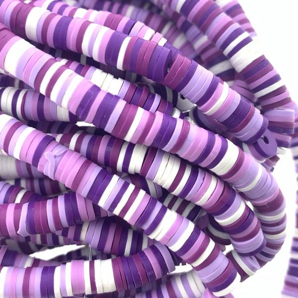 Hele streng disc kralen 6x1mm mix Paars-wit - ±40cm-Kraaltjes van Renate