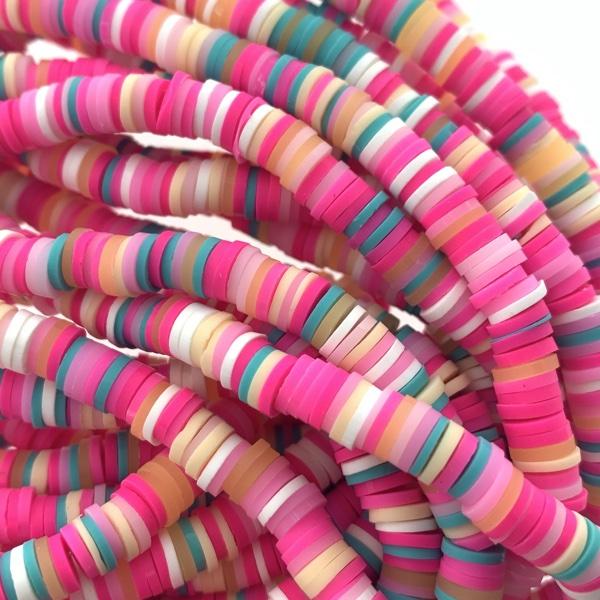 Hele streng disc kralen 6x1mm mix Roze-blue - ±40cm-Kraaltjes van Renate