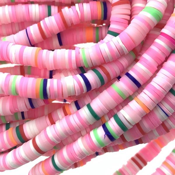 Hele streng disc kralen 6x1mm mix Roze-multi - ±40cm-Kraaltjes van Renate
