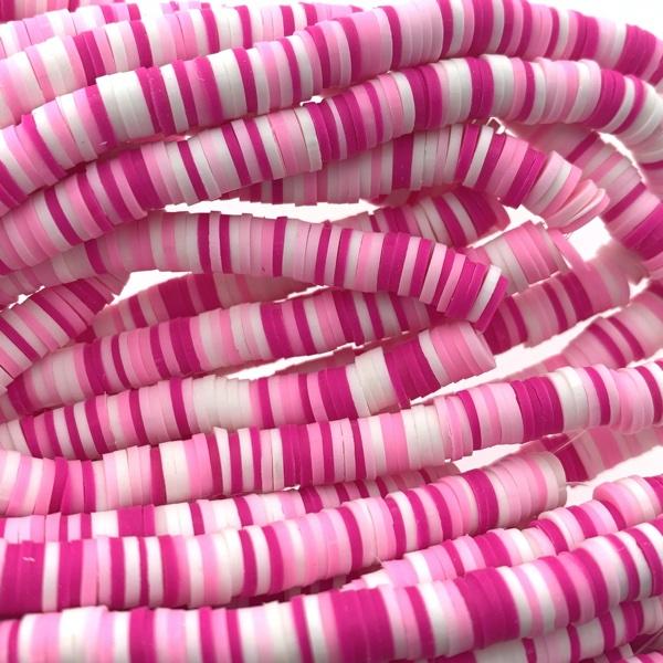 Hele streng disc kralen 6x1mm mix Roze-wit - ±40cm-Kraaltjes van Renate