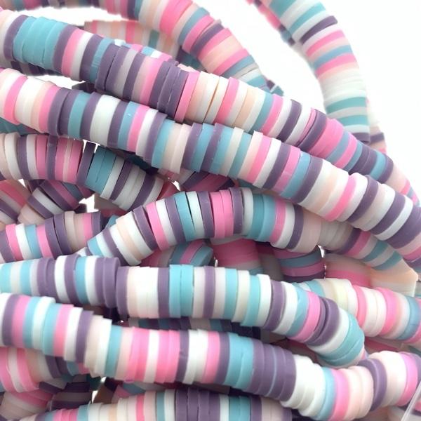 Hele streng disc kralen 6x1mm mix Soft multicolor - ±40cm-Kraaltjes van Renate
