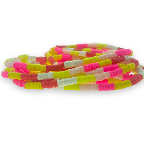 Disc kralen polymeer 6x1mm mix geel/roze/rood/wit - ±40cm-Kralen-Kraaltjes van Renate