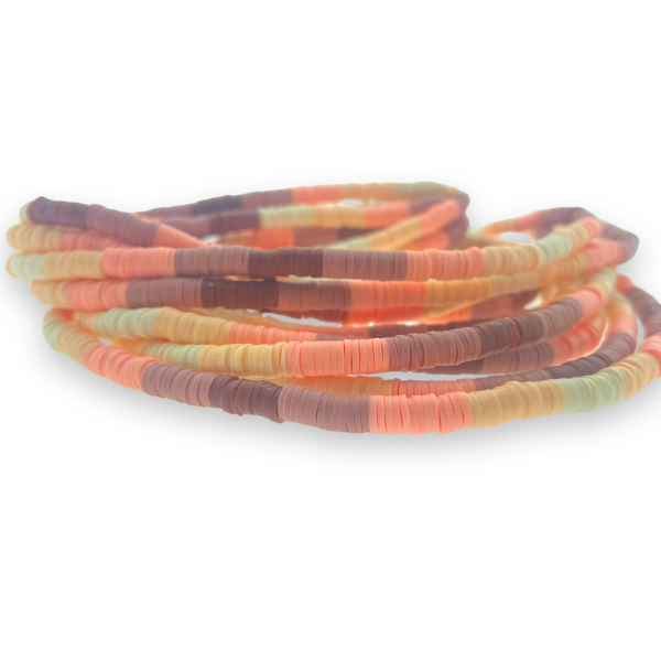 Disc kralen polymeer 6x1mm mix roze/paars/creme - ±40cm-Kralen-Kraaltjes van Renate