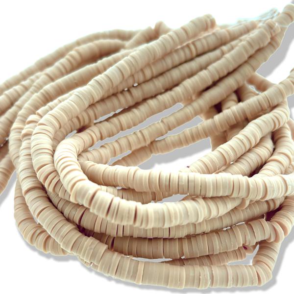 Hele streng Disc kralen 6x1mm sand beige - ±40cm-Kraaltjes van Renate