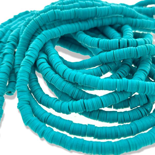 Hele streng Disc kralen 6x1mm teal - ±40cm-Kraaltjes van Renate