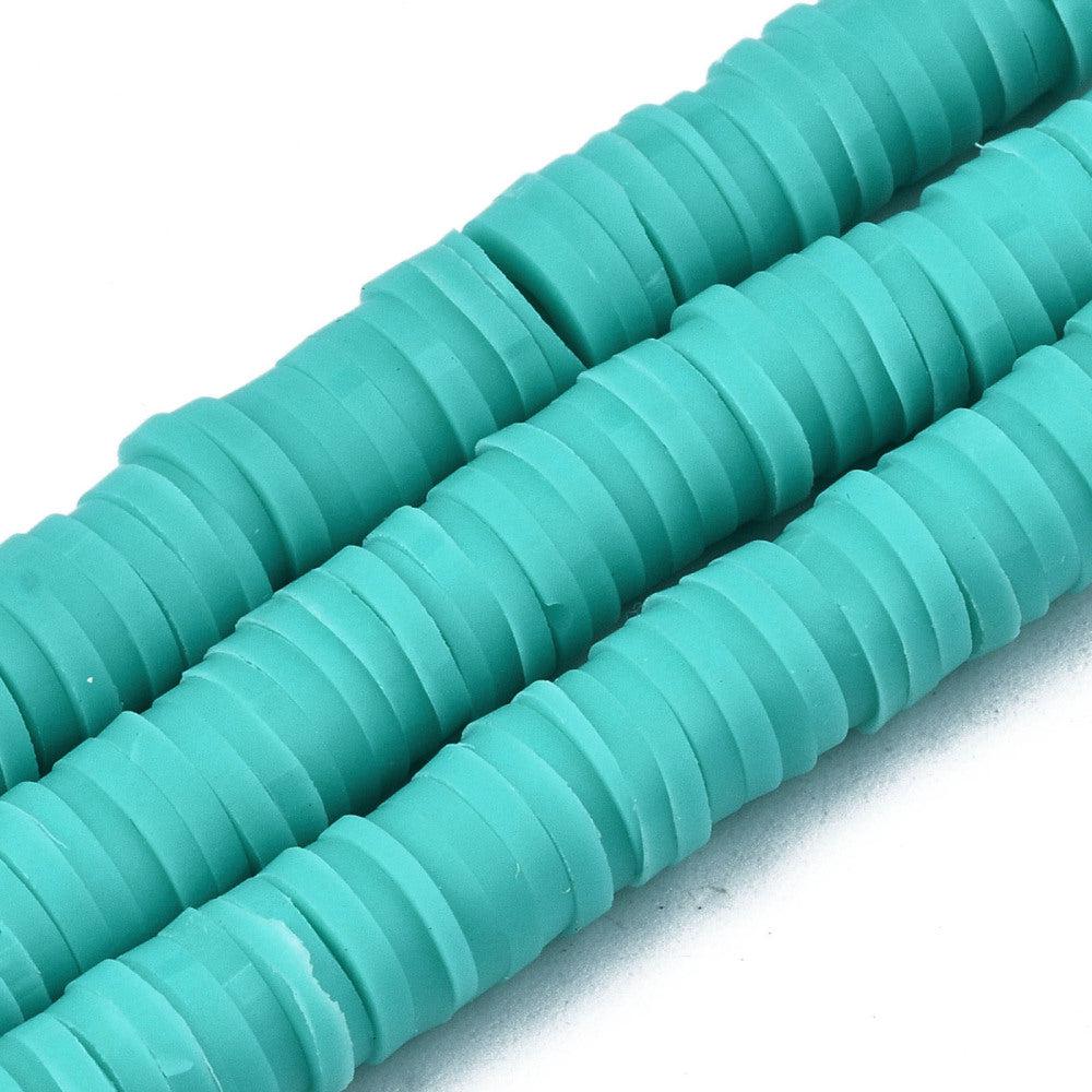 Disc kralen polymeer 6x1mm turquoise ±320 stuks-Kralen-Kraaltjes van Renate