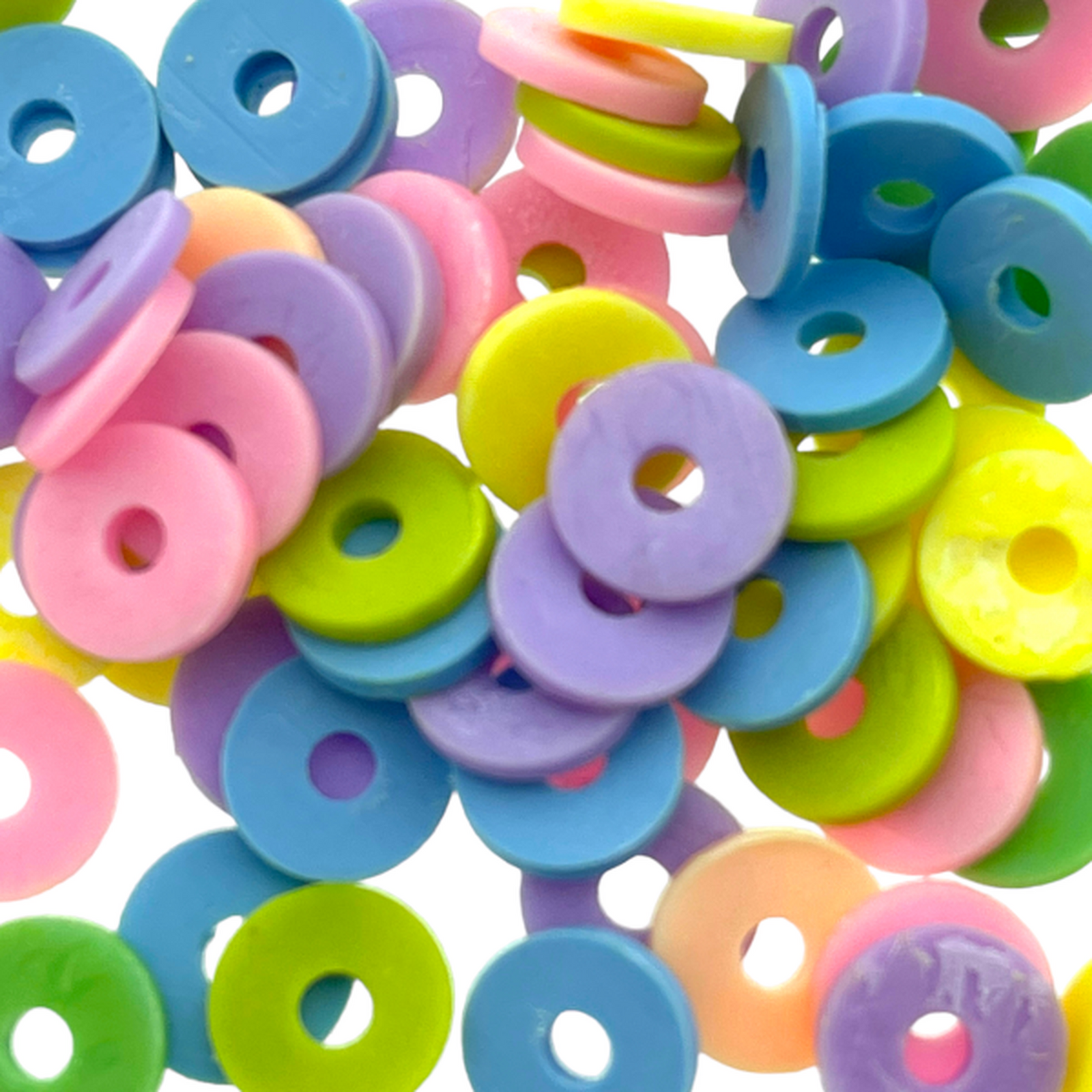 Disc kralen polymeer 6x1mm Multicolor Pastel ±100st-Kralen-Kraaltjes van Renate
