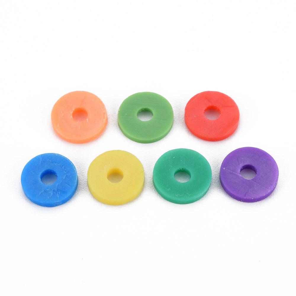 Disc kralen polymeer 8x1mm Multicolor mix ±350 stuks-Kralen-Kraaltjes van Renate