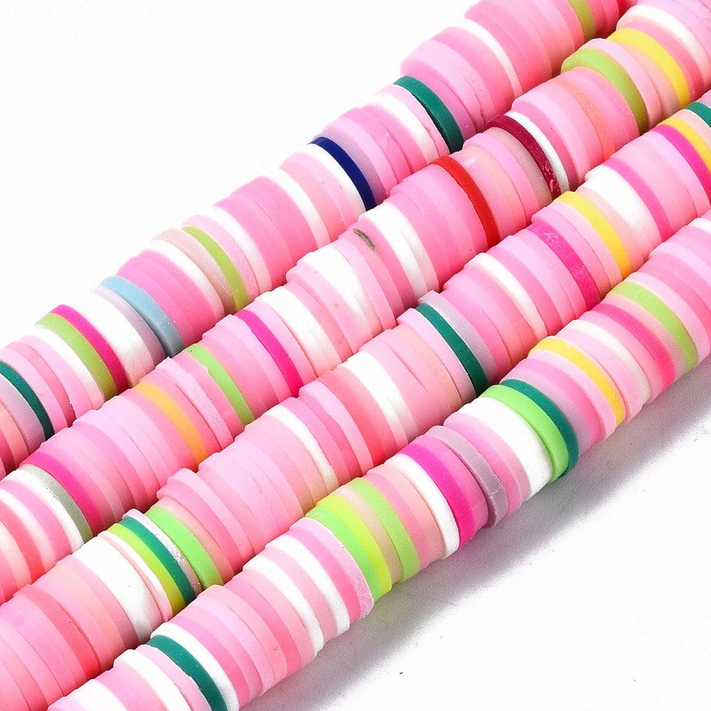Disc kralen polymeer 8x1mm Multicolor roze ±350 stuks-Kralen-Kraaltjes van Renate