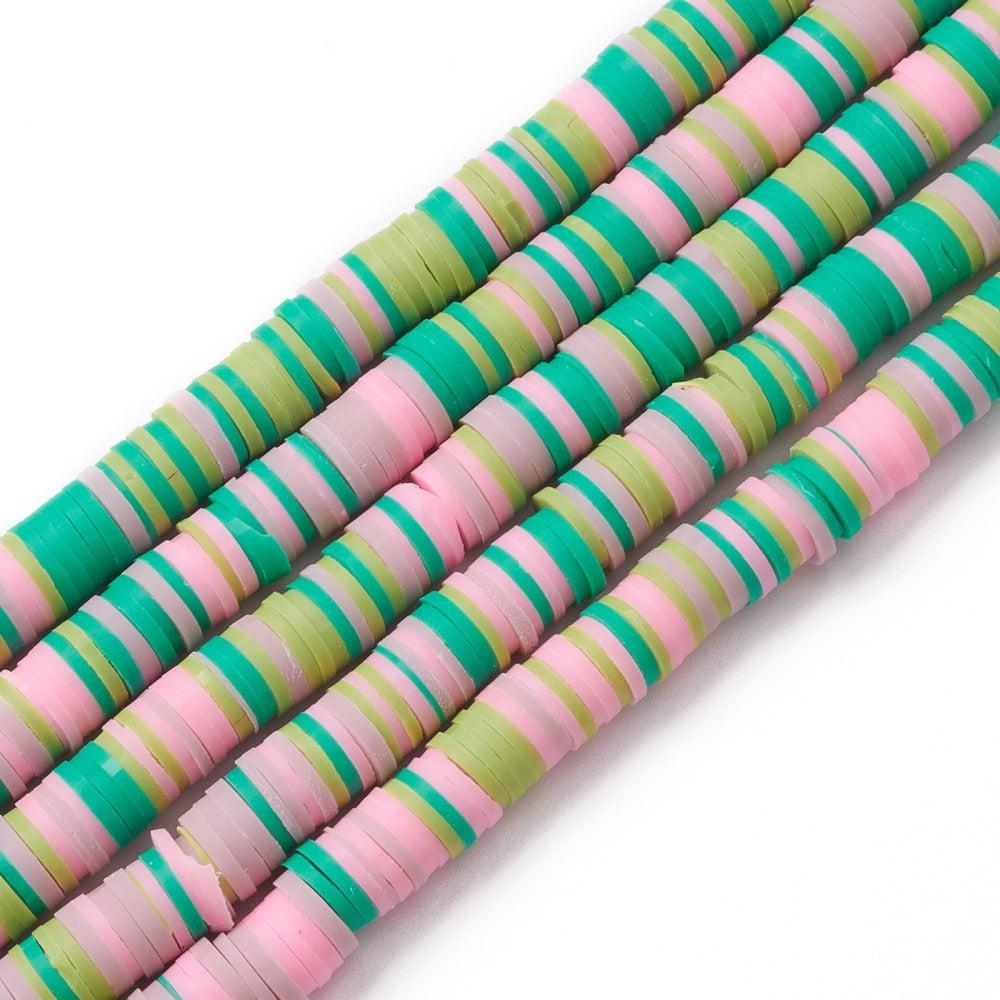 Disc kralen polymeer 8x1mm Multicolor roze groen ±350 stuks-Kralen-Kraaltjes van Renate