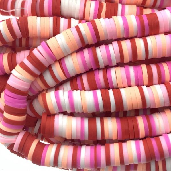 Hele streng disc kralen 6x1mm mix Roze-rood - ±40cm-Kraaltjes van Renate